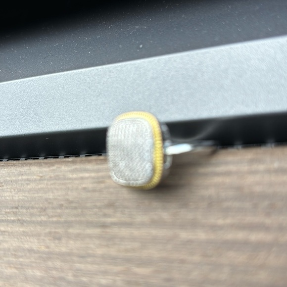 Luxe Bling faux diamonds crystals Sterling silver 18K gold tone cushion  Ring - Picture 4 of 11